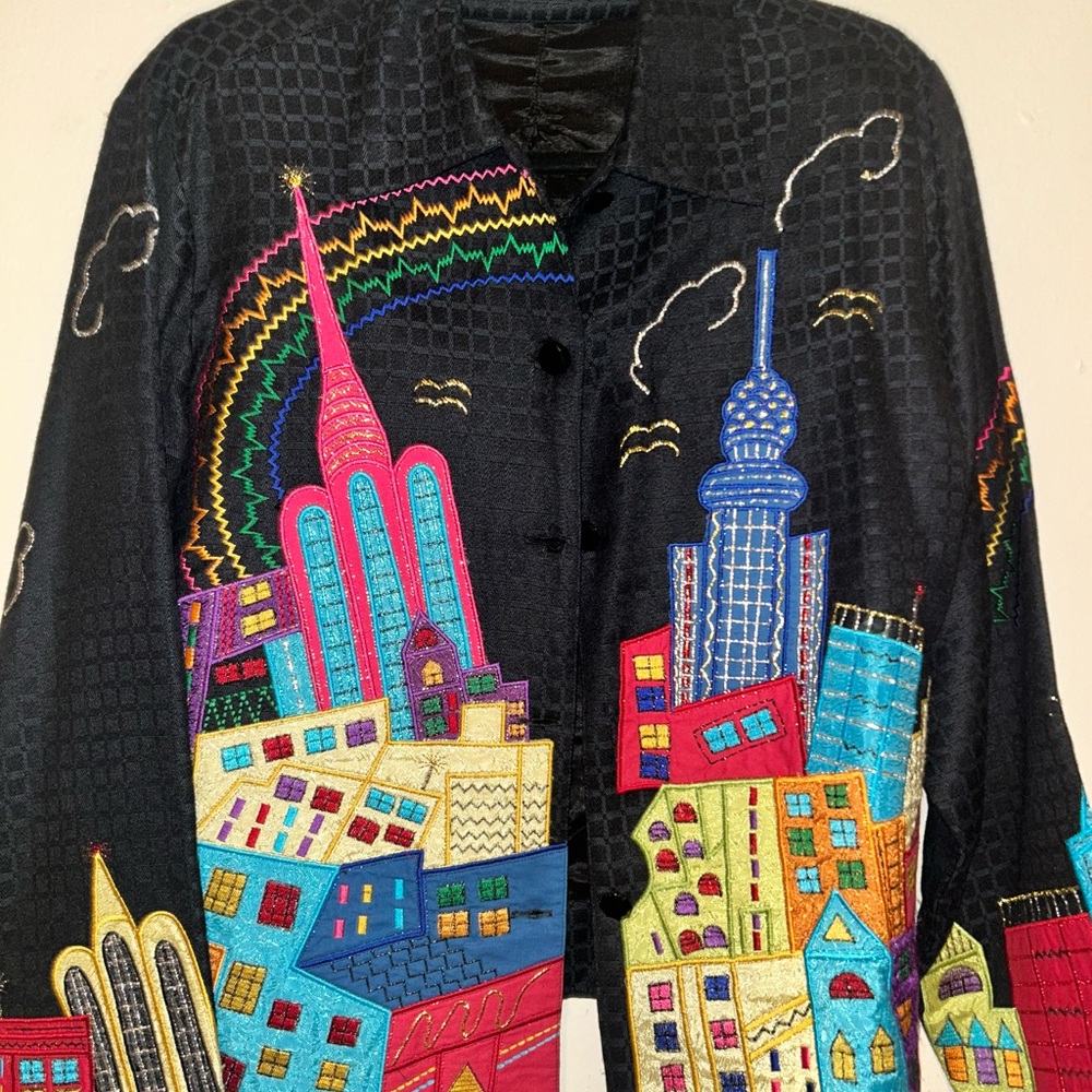 Colorful Cityscape Embroidered Jacket